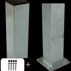 Outlet Plus Stålstolpe m/fod 8x8x132 cm inkl. 1 stk. stolpeafdækning/bolte