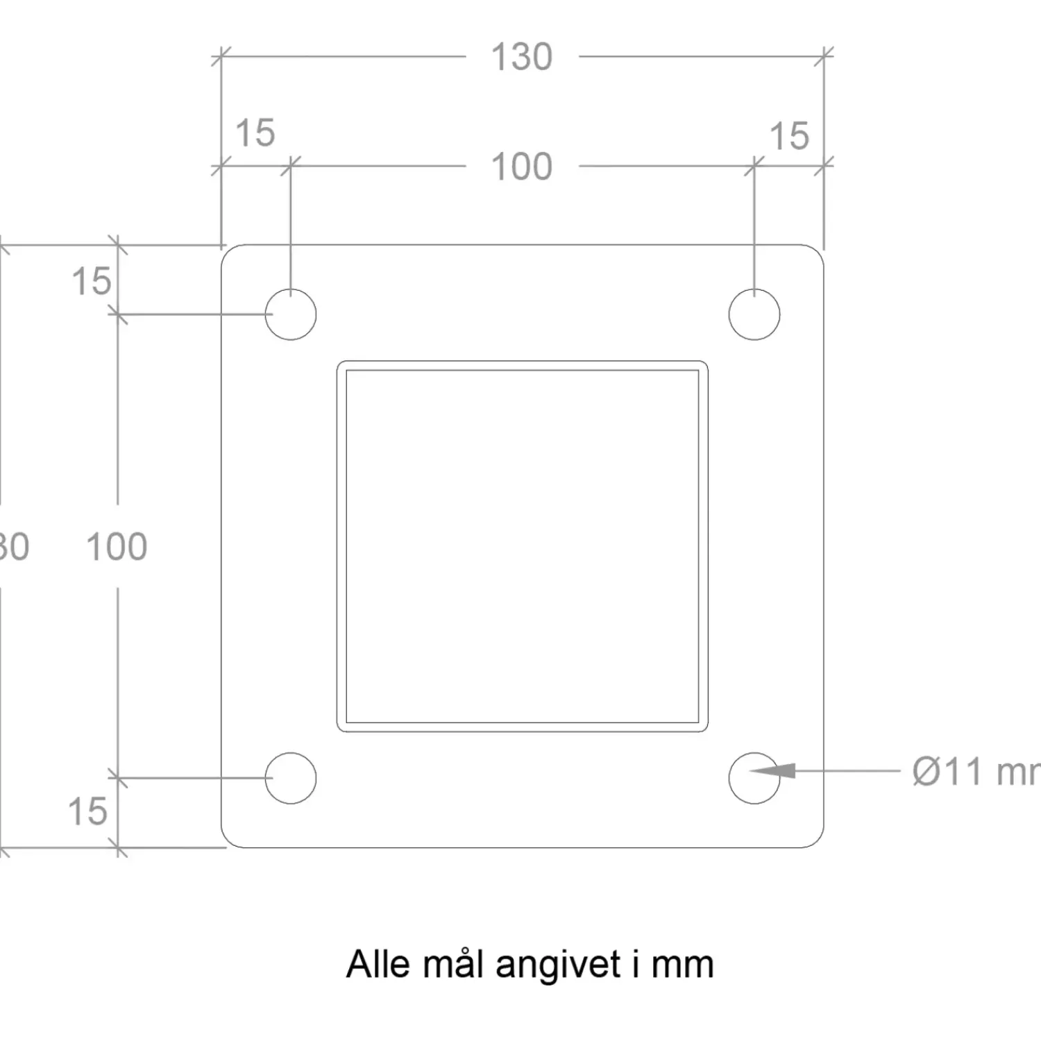 Outlet Plus Stålstolpe m/fod 8x8x132 cm inkl. 1 stk. stolpeafdækning/bolte