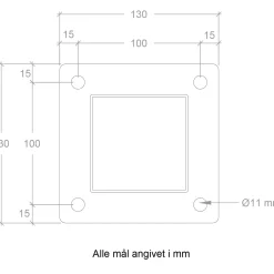 New Plus Stålstolpe m/fod 8x8x150 cm  inkl. 1 stk. stolpeafdækning/bolte