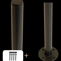 Best Plus Stålstolpe rund m/fod Ø42,4 mmx96 cm inkl. 1 stk. stolpeafdækning/bolte