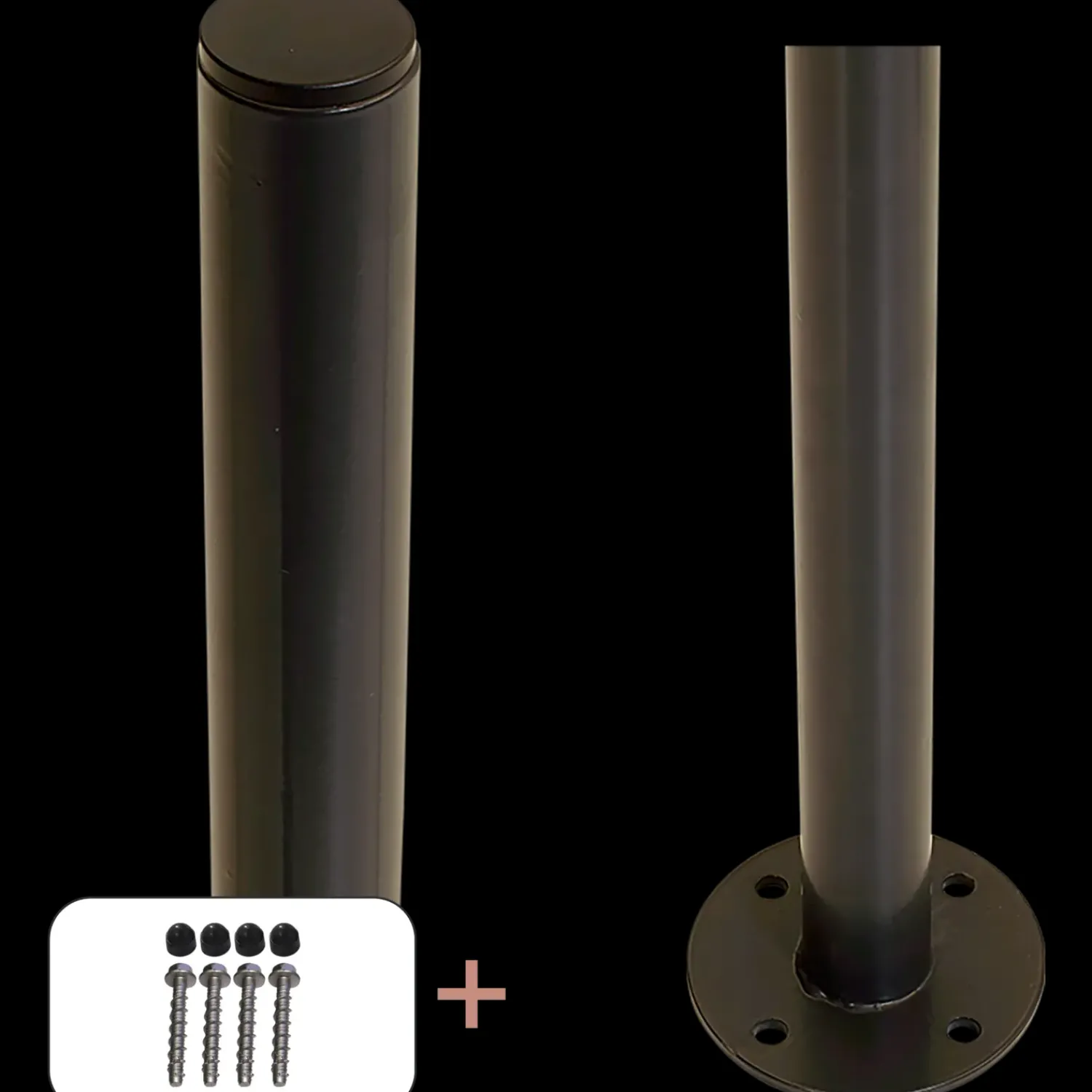 Best Plus Stålstolpe rund m/fod Ø42,4 mmx96 cm inkl. 1 stk. stolpeafdækning/bolte