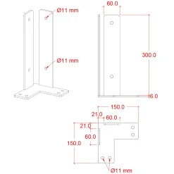 Plus stolpefod t/fundament hjørne 9x9 cm sort
