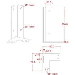 New Plus stolpefod t/fundament hjørne 9x9 cm varmgalvanisert