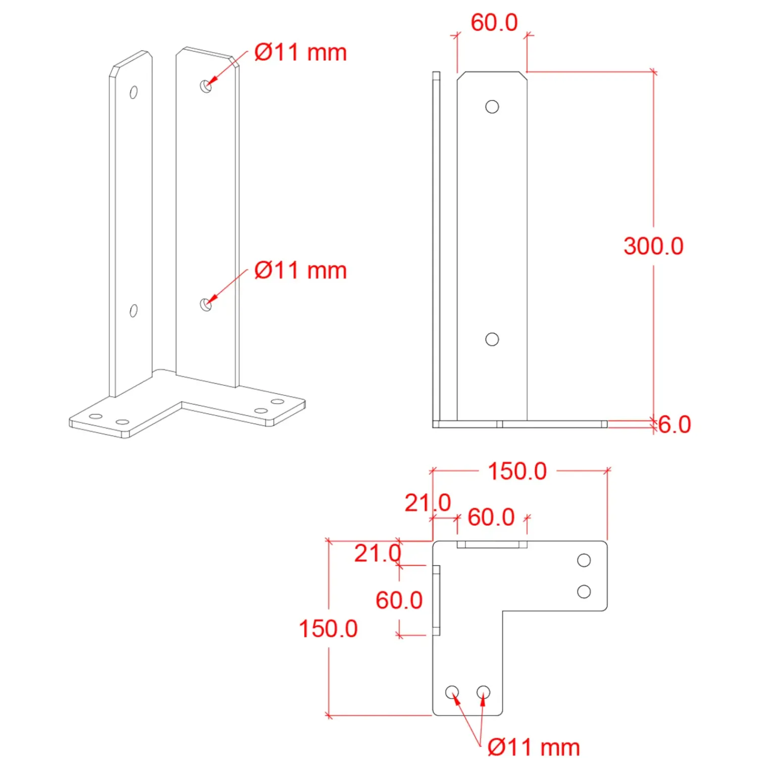 New Plus stolpefod t/fundament hjørne 9x9 cm varmgalvanisert