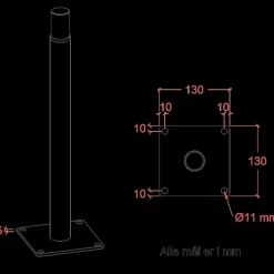 Plus Tilbehør Til Hegn^Stolpefod til kompositstolpe m/skruer  til fundament max. hegnshøjde 145 cm