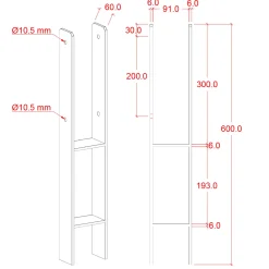 Plus stolpefod t/nedstøbning hjørne 9x9 cm sort