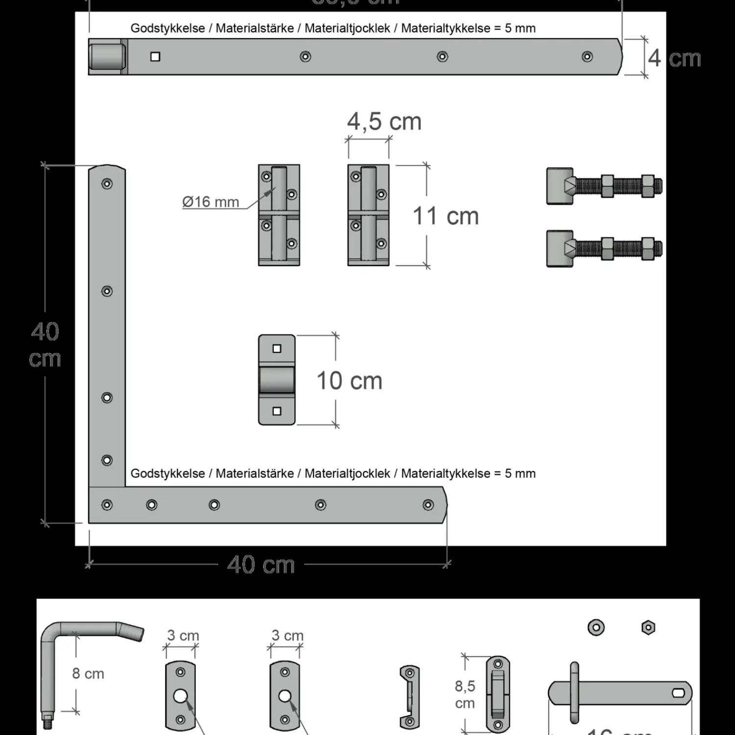 Plus Havelåger^Tangent Enkeltlåge inkl. beslag 95x140 cm hvid