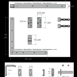 Plus Havelåger^Tangent Enkeltlåge inkl. beslag 95x140 cm umbragrå