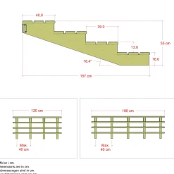 Discount Plus Terrassetrappe 4 trin 19° 120 cm