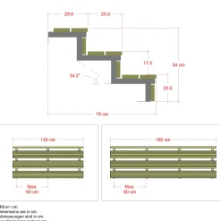 Sale Plus Terrassetrappe 3 trin 54x79 cm 34,2° 180 cm