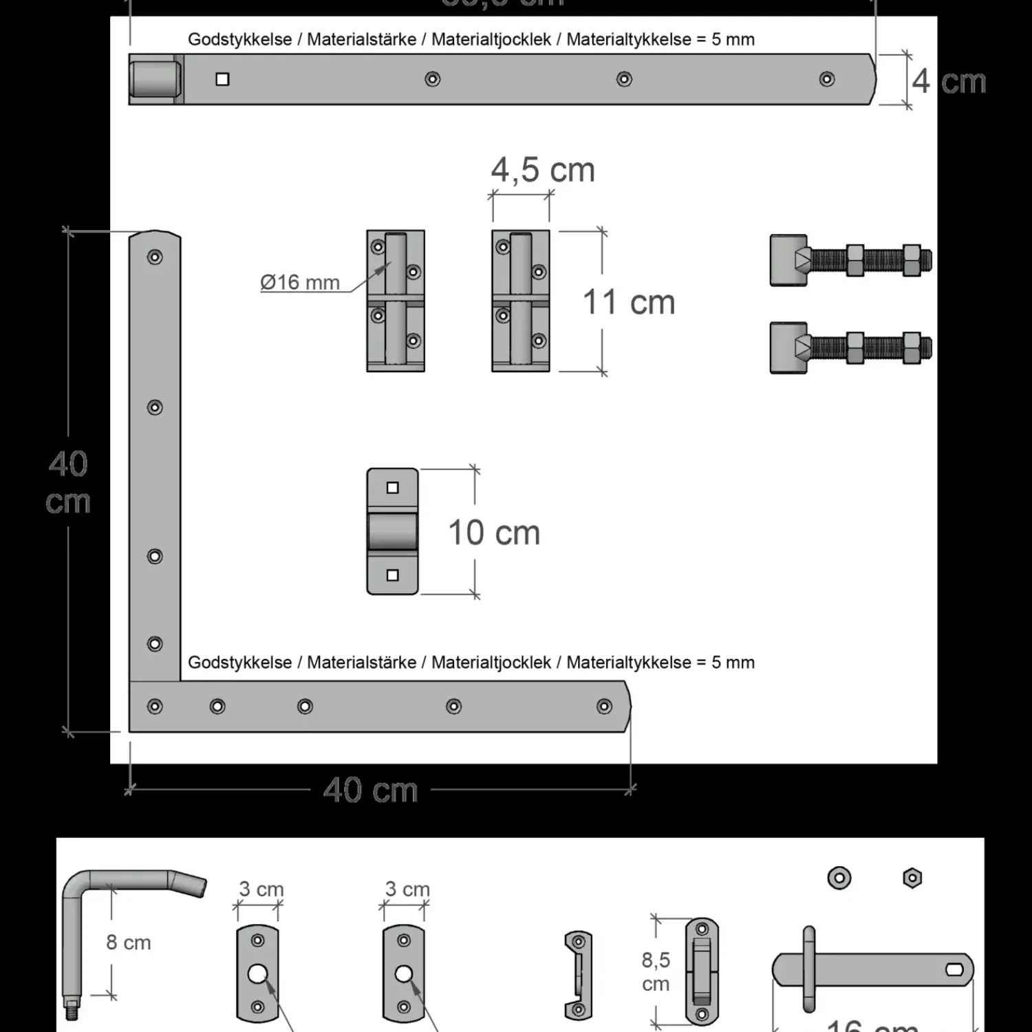 Plus Havelåger^Tokyo bred låge inkl. beslag 150x90 cm sort