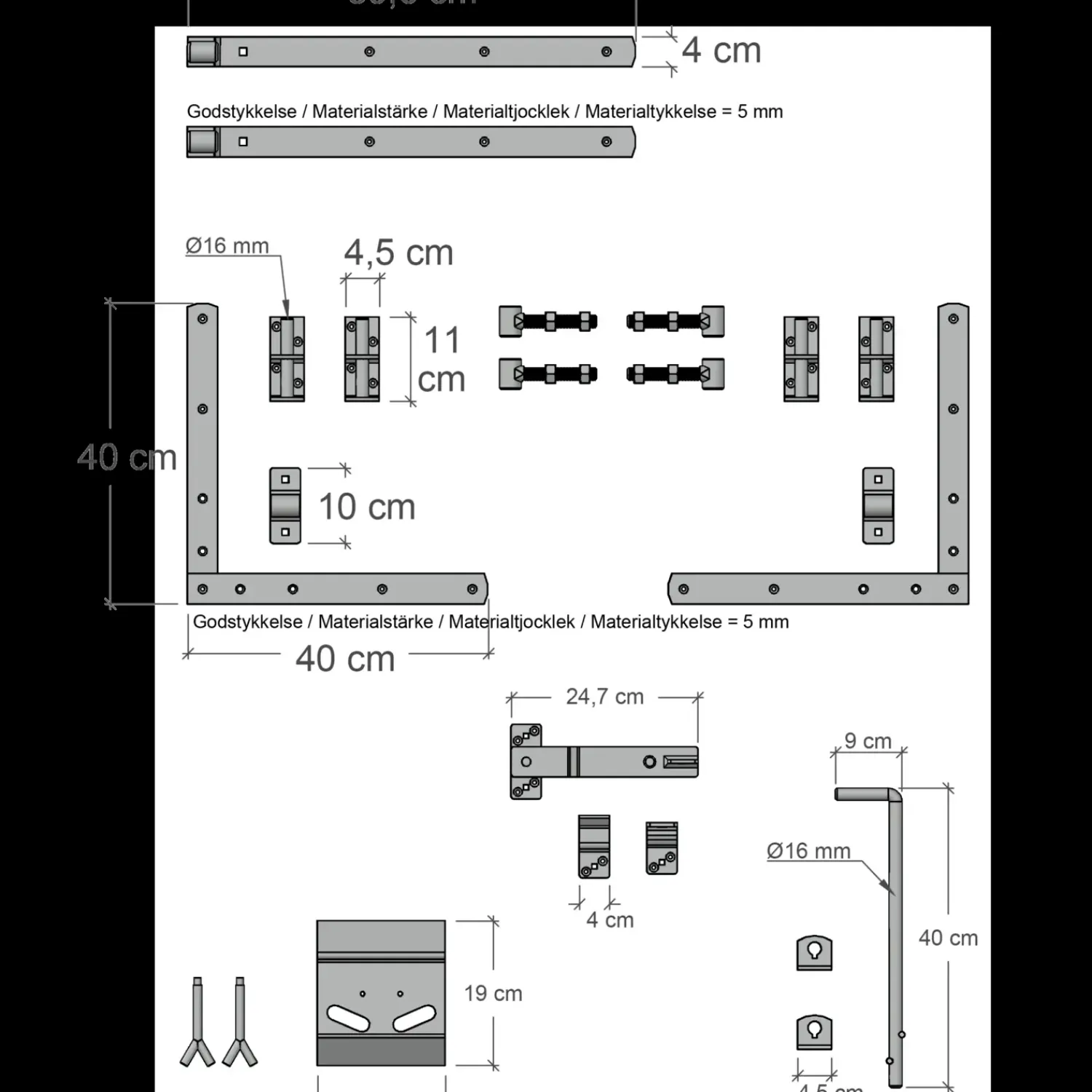 Plus Havelåger^Tokyo dobbeltlåge inkl. beslag 200x90 cm sort