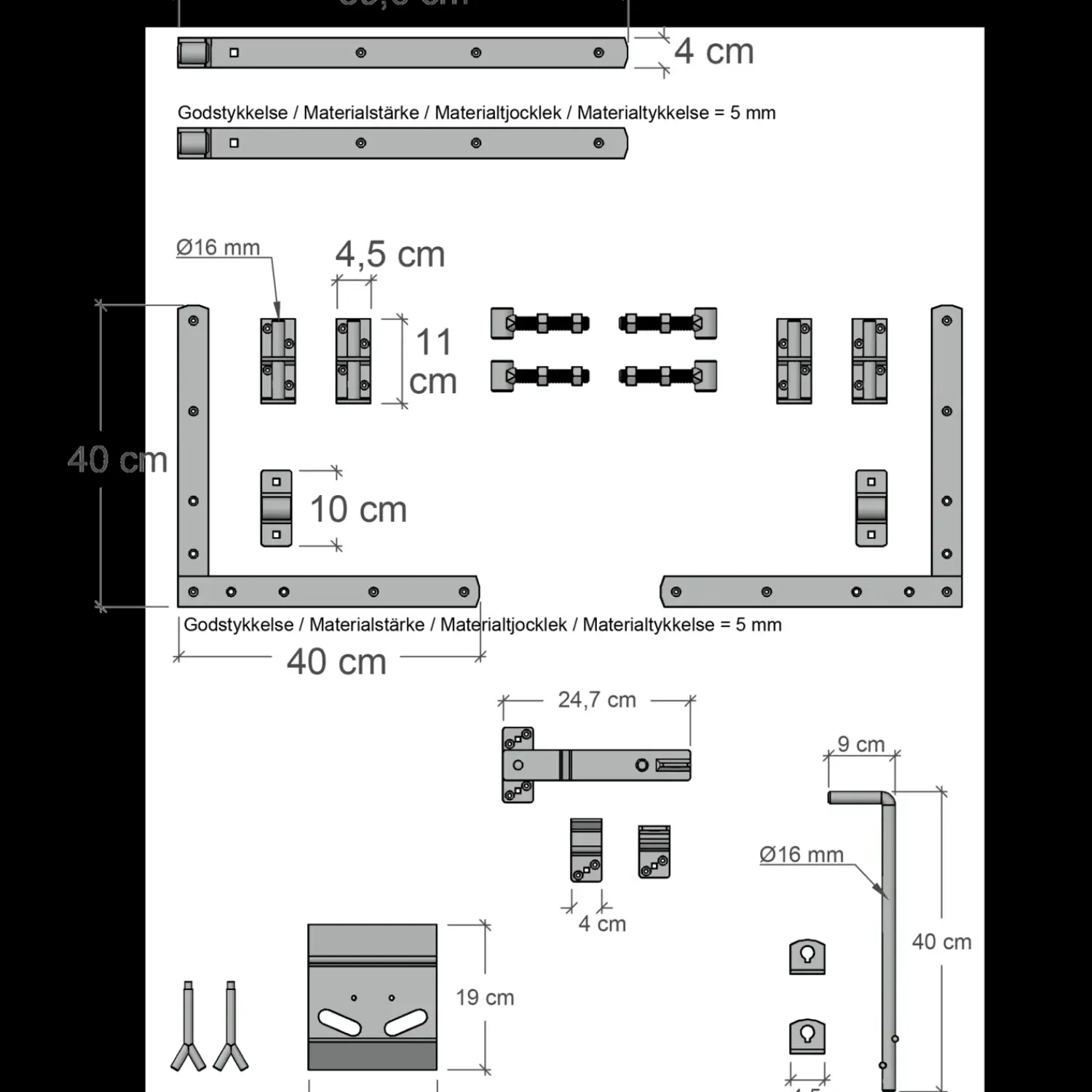 Plus Havelåger^Tokyo dobbeltlåge inkl. beslag 200x90 cm sort