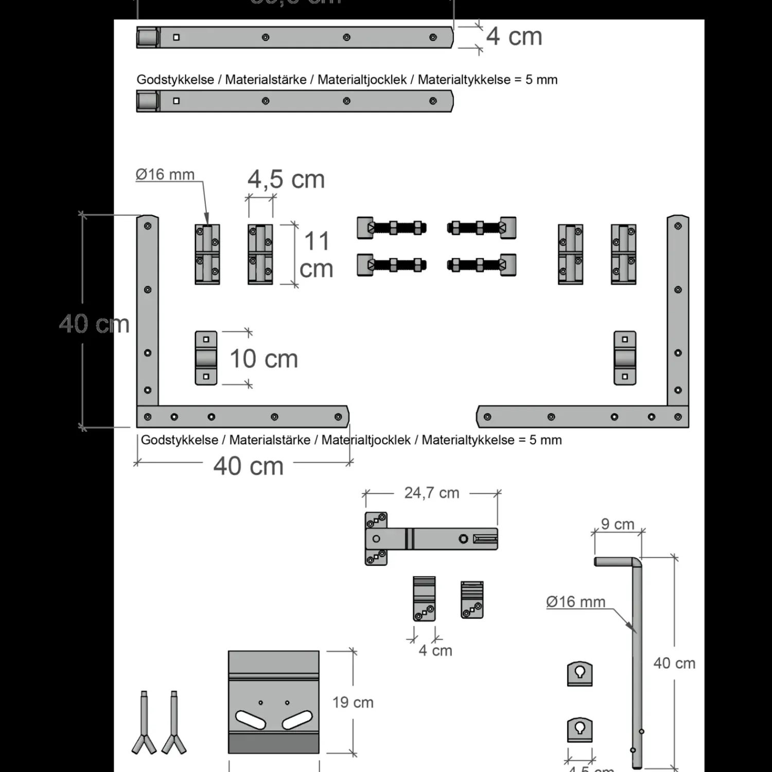 Plus Havelåger^Tokyo dobbeltlåge inkl. beslag 200x90 cm sort