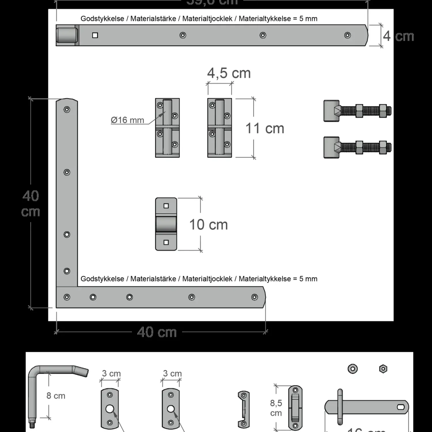 Plus Havelåger^Tokyo enkeltlåge inkl. beslag 100x90 cm hvid
