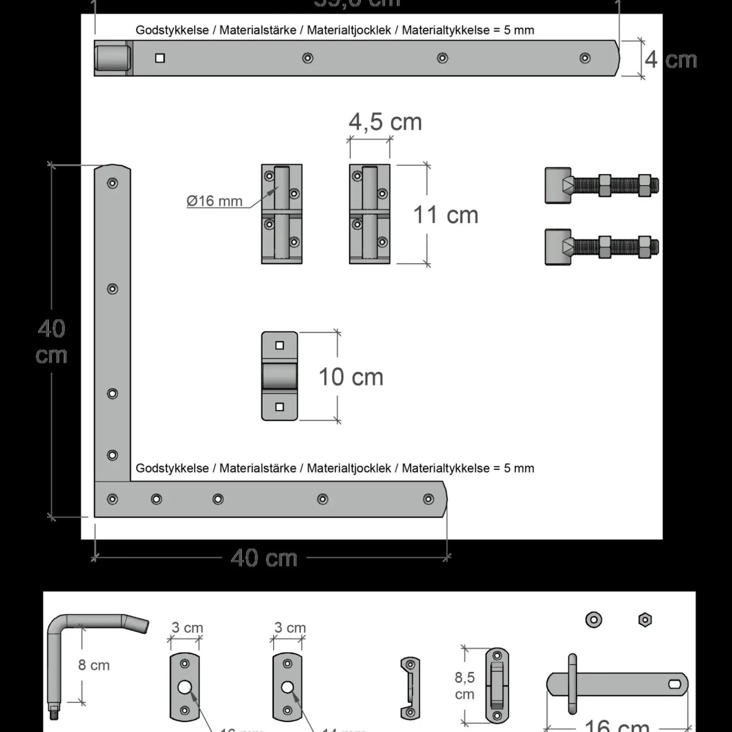 Plus Havelåger^Tokyo enkeltlåge inkl. beslag 100x90 cm hvid