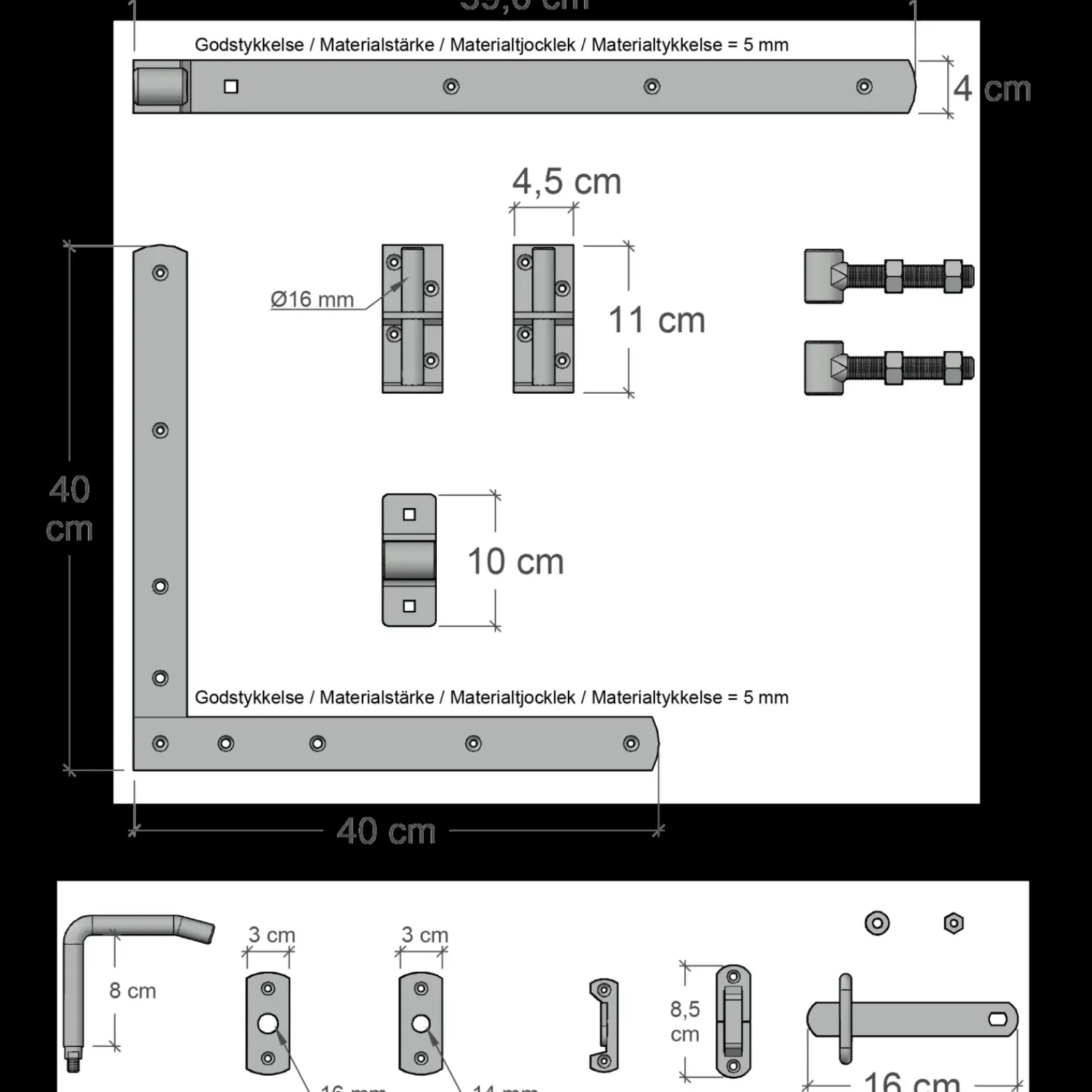 Plus Havelåger^Tokyo enkeltlåge inkl. beslag 100x90 cm hvid