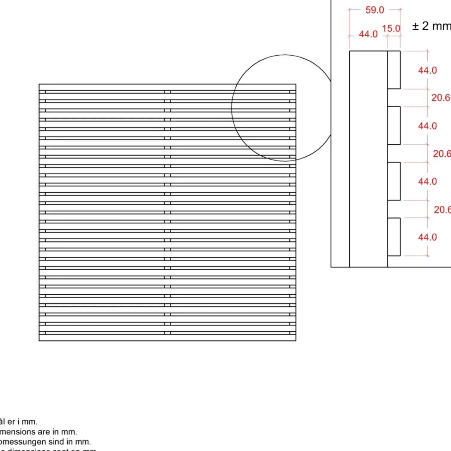 Plus Lamelhegn^Tokyo Hegn 180x90 cm umbragrå