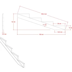 Outlet Plus trappevange 4 trin 19° 156x52 cm tryk imp.