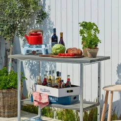 Best Plus Urban grill-/plantebord med 1 hylde grundmalet gråbrun