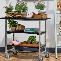 Discount Plus Urban grill-/plantebord med 2 hylder grundmalet sort