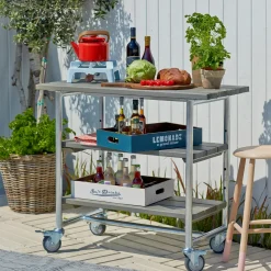 Plante- Og Anretterborde^Plus Urban grill-/plantebord med 2 hylder grundmalet gråbrun