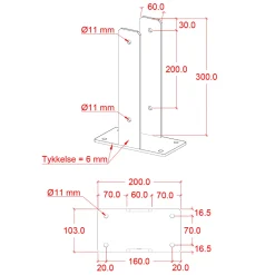 New Plus U-stolpefod t/fundament 9x9 cm varmgalvanisert