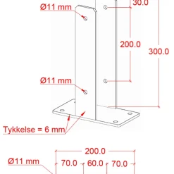 Plus U-stolpefod t/fundament 9x9 cm sort