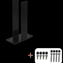 Plus Tilbehør Til Hegn^Ustolpefod til fundament  9x9x30 cm  m/skruer sort