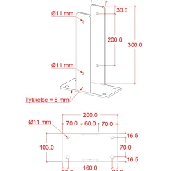 Plus Tilbehør Til Hegn^Ustolpefod til fundament  9x9x30 cm  m/skruer sort