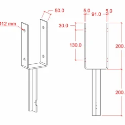 Clearance Plus U-stolpefod t/nedstøbning 9x9 cm sort
