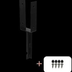 Plus Tilbehør Til Hegn^UStolpefod  9x9 cm stolper  til nedstøbning  m/skruer sort
