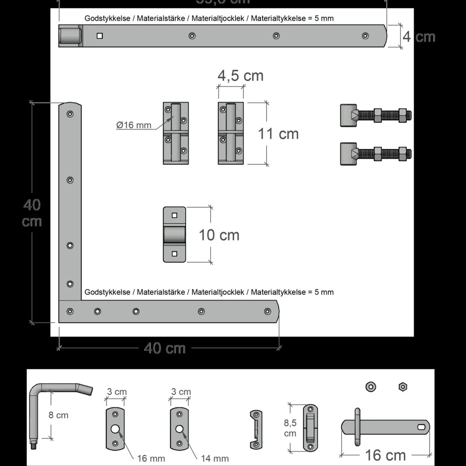 Plus Havelåger^Vinesse bred låge inkl. beslag 150x98 cm hvid