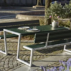 Plus Bord- Og Bænkesæt^Zigma bord- og bænkesæt med 2 ryglæn grøn, 176 cm