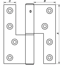 Discount Peder Nielsen PN dørhængsel venstre skarpe hjørner 123x45 varmforz.