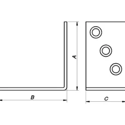 Peder Nielsen Bygningsbeslag^PN vinkelbeslag 65x65x38x2,5 mm. elforzinket