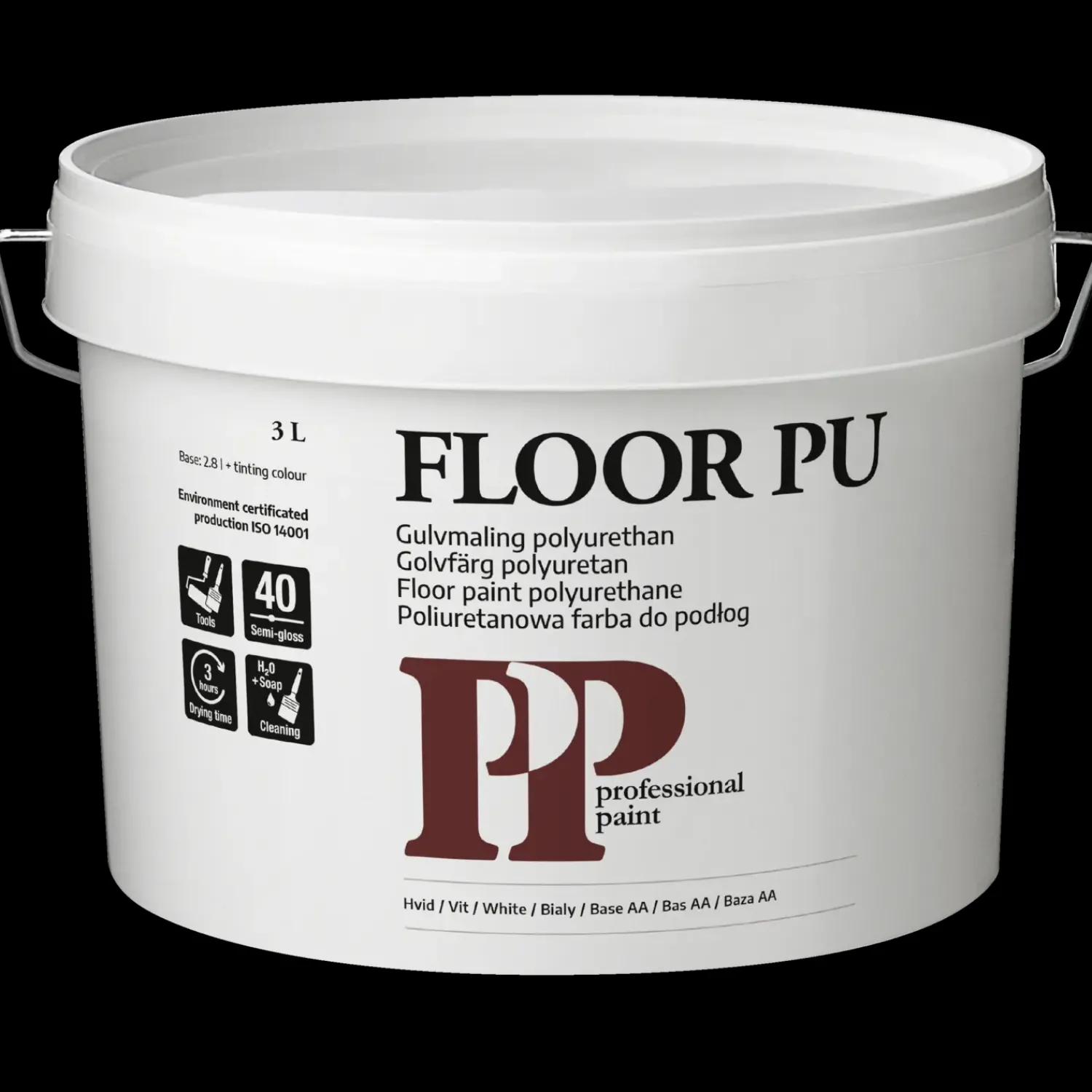 Clearance PP - Professional Paint PP Gulvmaling PU Hvid/Base AA 2,8 L