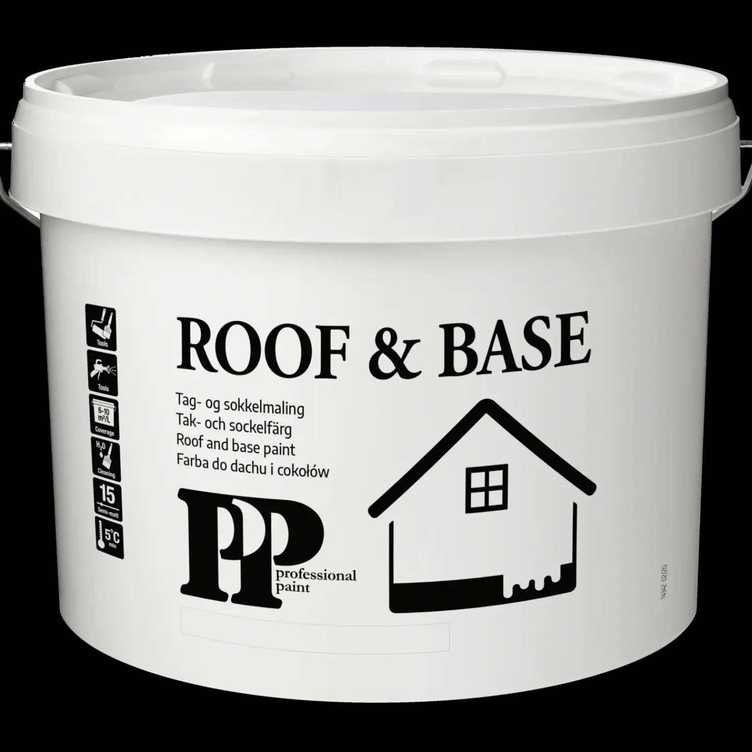 Sale PP - Professional Paint PP Tag- og sokkelmaling 25 sort 10 L