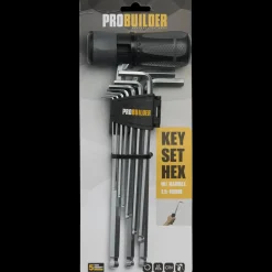Online Probuilder stiftnøglesæt m. håndtag crv-stål 10 dele