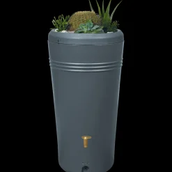 Clearance Regnvandstønde 230 L grå inkl. hane og planteskål