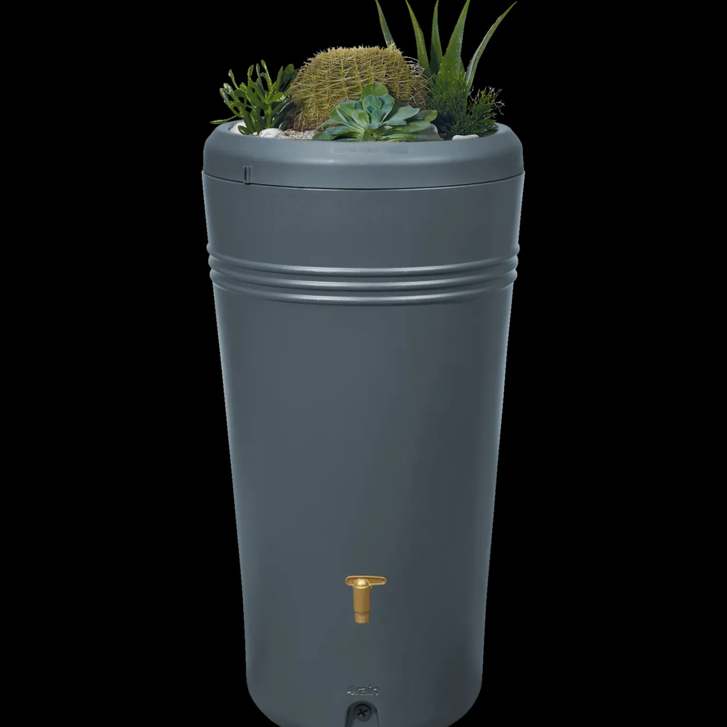 Clearance Regnvandstønde 230 L grå inkl. hane og planteskål