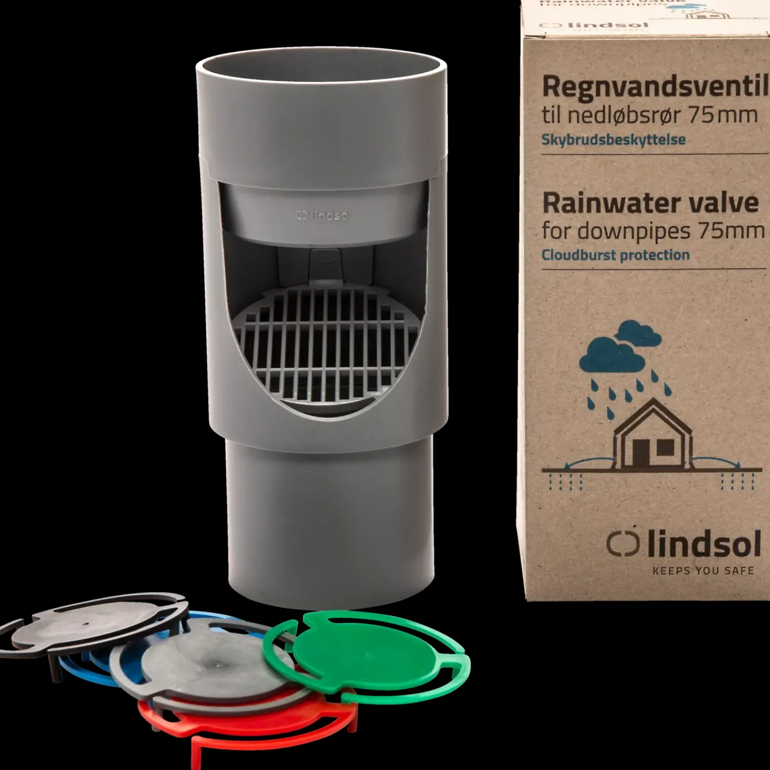 Best Regnvandsventil 75 mm inkl. ventiler