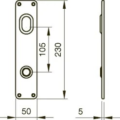 Ruko Låsekasser, Cylindre Og Dørbeslag^5308/5309 langskilt sæt 230x50x5 mm rustfrit stål inkl. tilbehør