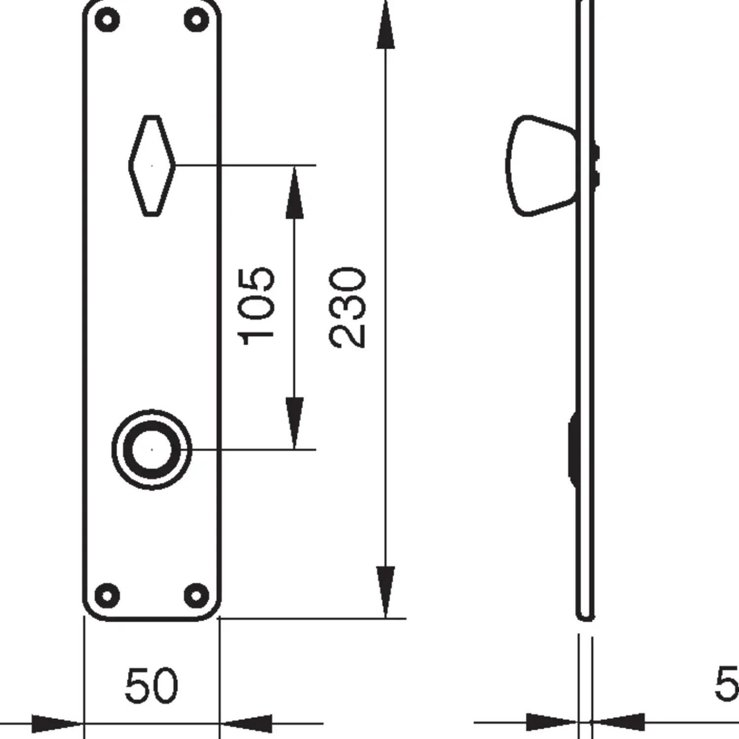 Ruko Låsekasser, Cylindre Og Dørbeslag^Langskilt 5309/8