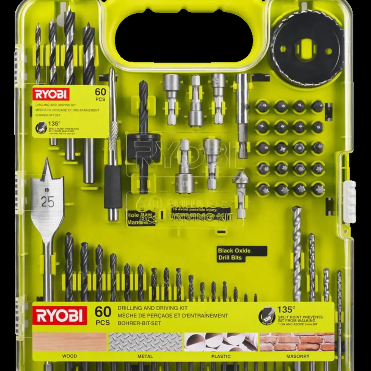 Ryobi RAKDD60 bor- og bitssæt 60 dele