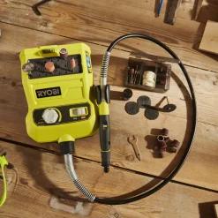 Ryobi Båndslibere^R18RT-0 roterende multiværktøj 18V ONE+ solo m. 33 tilbehørsdele