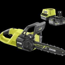 Best Ryobi RY18CSX30A-150 18V ONE+ kædesav 5,0 Ah batteri og lader