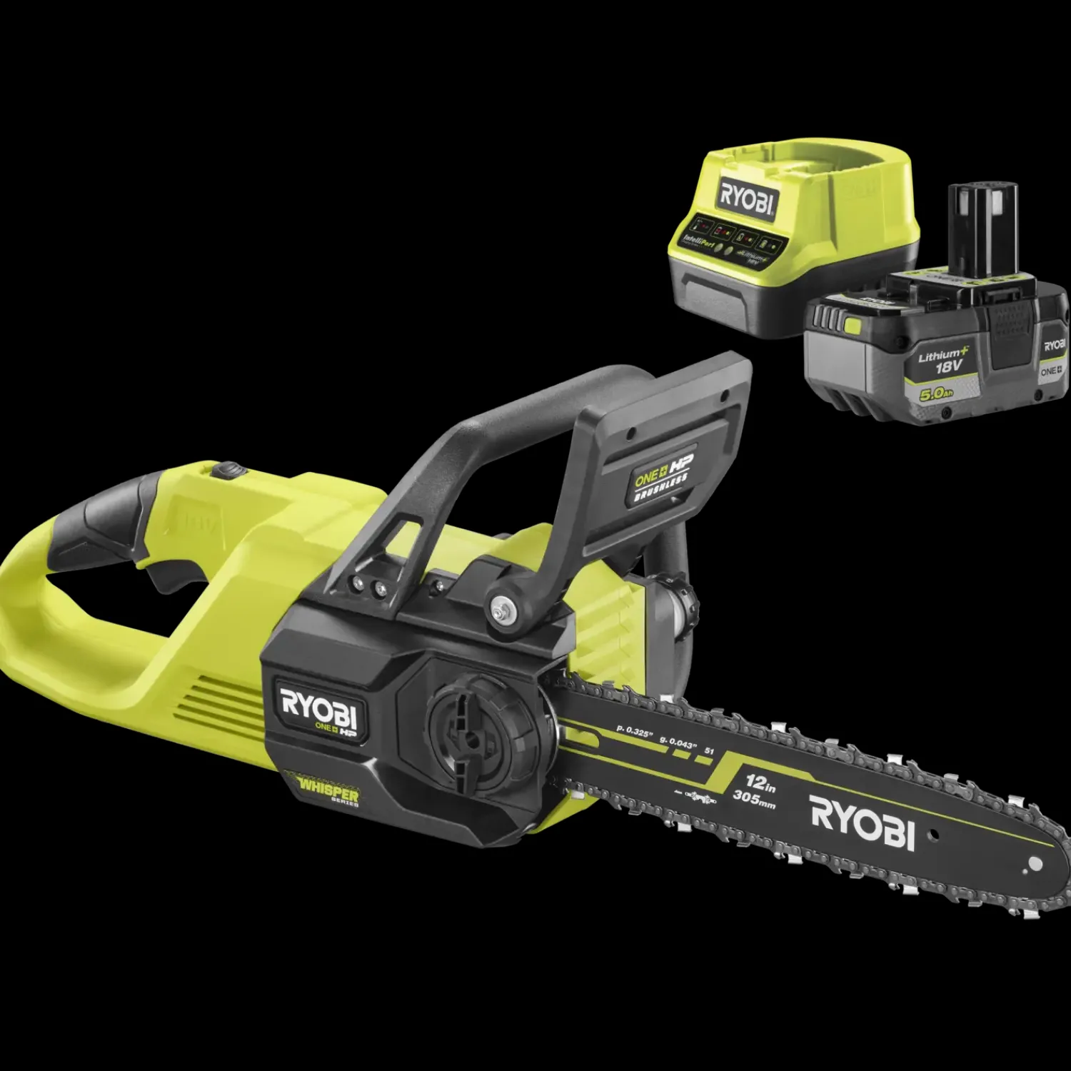 Best Ryobi RY18CSX30A-150 18V ONE+ kædesav 5,0 Ah batteri og lader