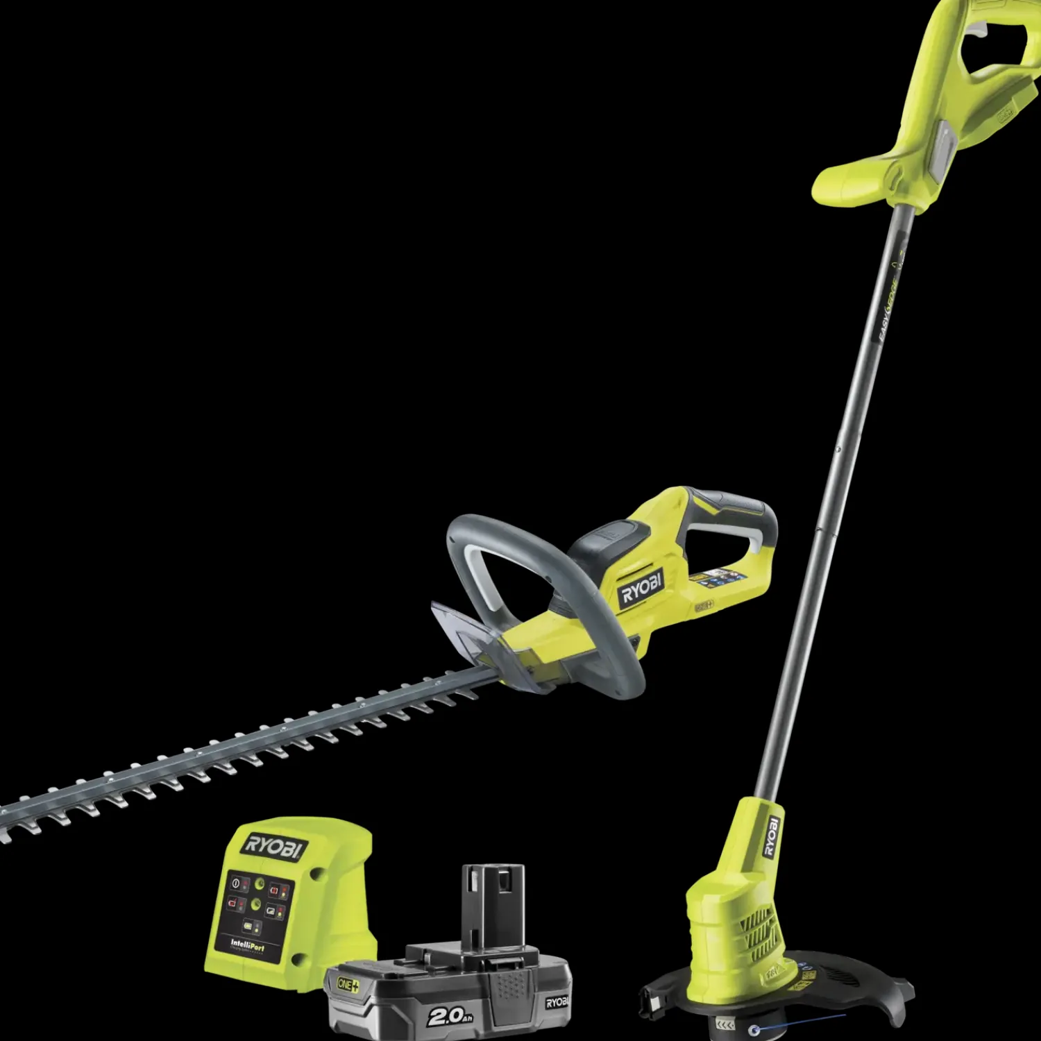 Hot Ryobi 18V ONE+ græstrimmer og hækkeklipper m/1 stk. 2,0 Ah batteri og lader (RHT1845LT25M20)