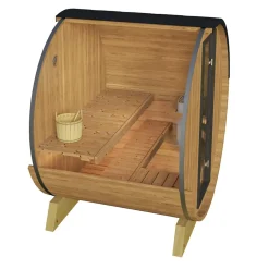 Udendørs Saunaer^Saunatønde med glasdør, 3-4 pers., Thermowood (Saml-Selv) (uden ovn)